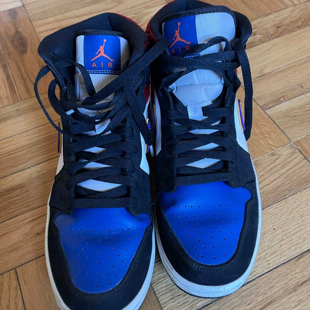 Air Jordan 1 Mid “Rivals” 2019 Sz 12 (Black White Blue Red Purple)